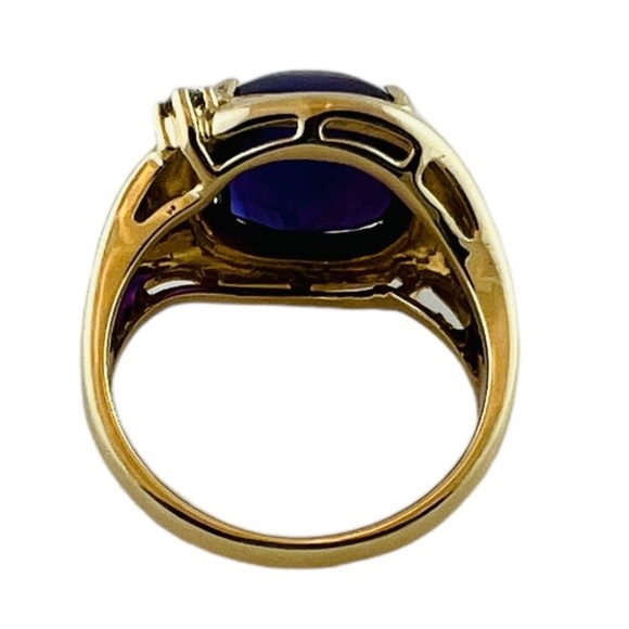 14K Yellow Gold Amethyst Diamond Ring Size 6.25 #15670 - Picture 9 of 9
